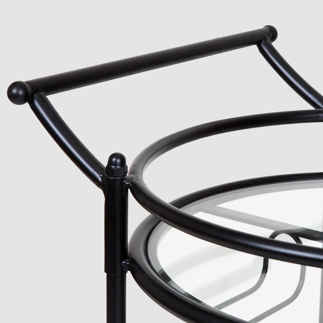 Round Marble Shelf Bar Cart Black