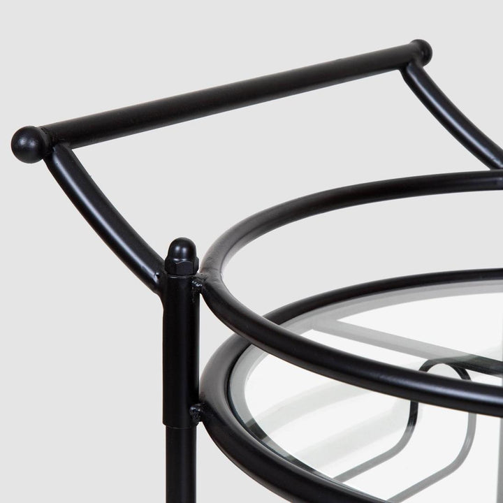 Round Marble Shelf Bar Cart Black