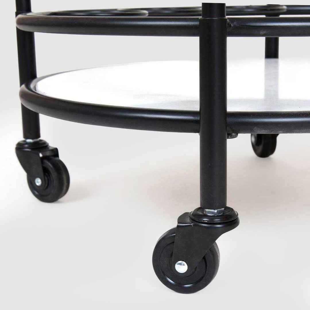 Round Marble Shelf Bar Cart Black