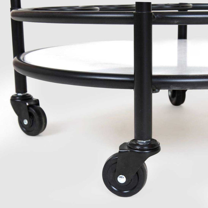 Round Marble Shelf Bar Cart Black