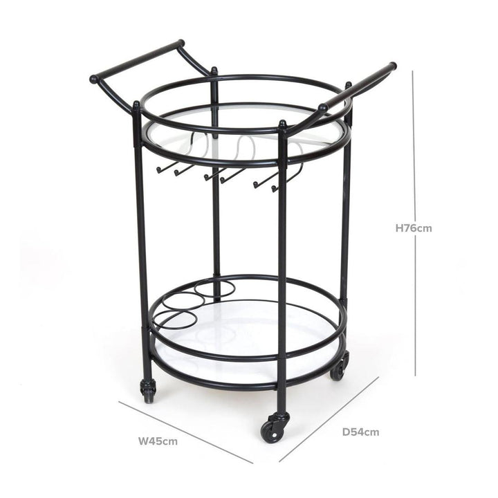 Round Marble Shelf Bar Cart Black