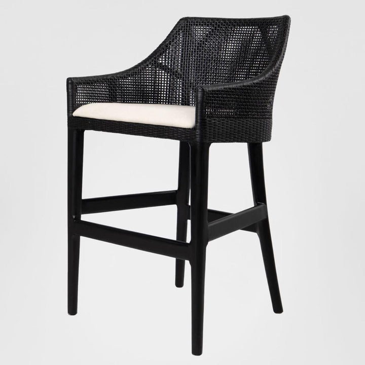 Charlotte Rattan Counter Stool Black