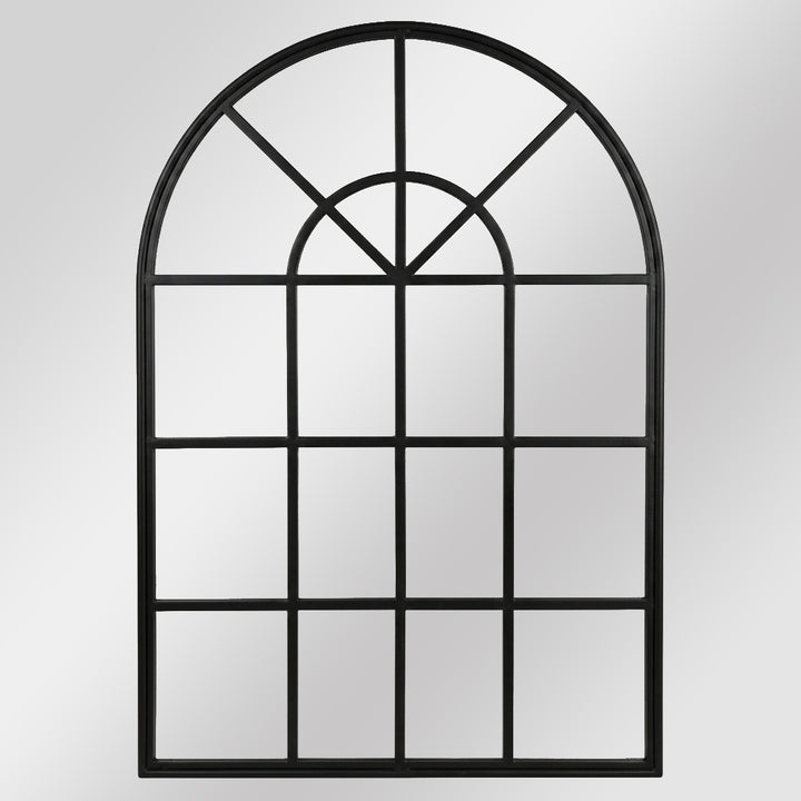 Iron Arch Mirror With Panes Antique Black