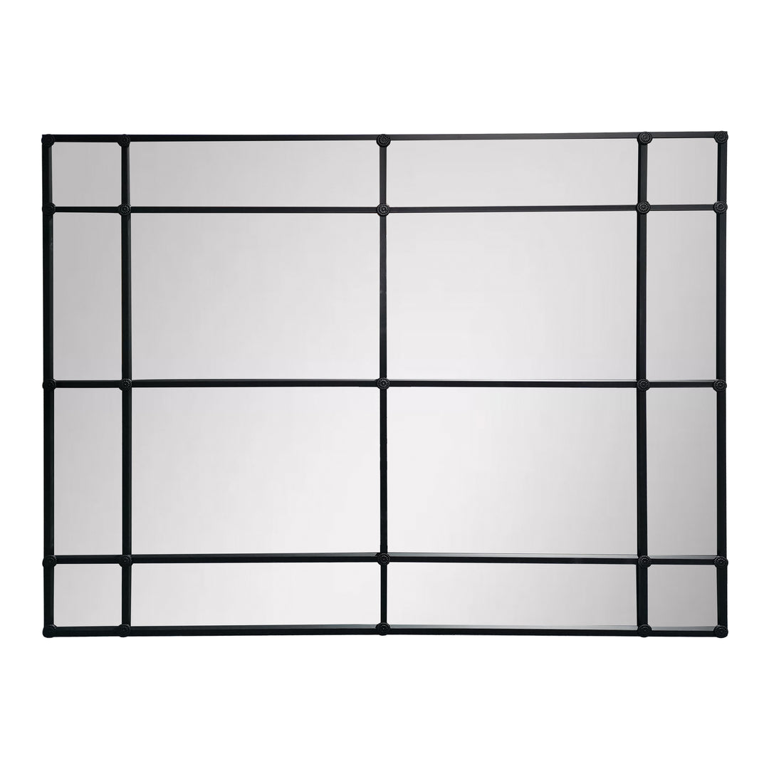 Crawford Rectangular 16 Pane Mirror Iron Frame Black 200cm x 160cm