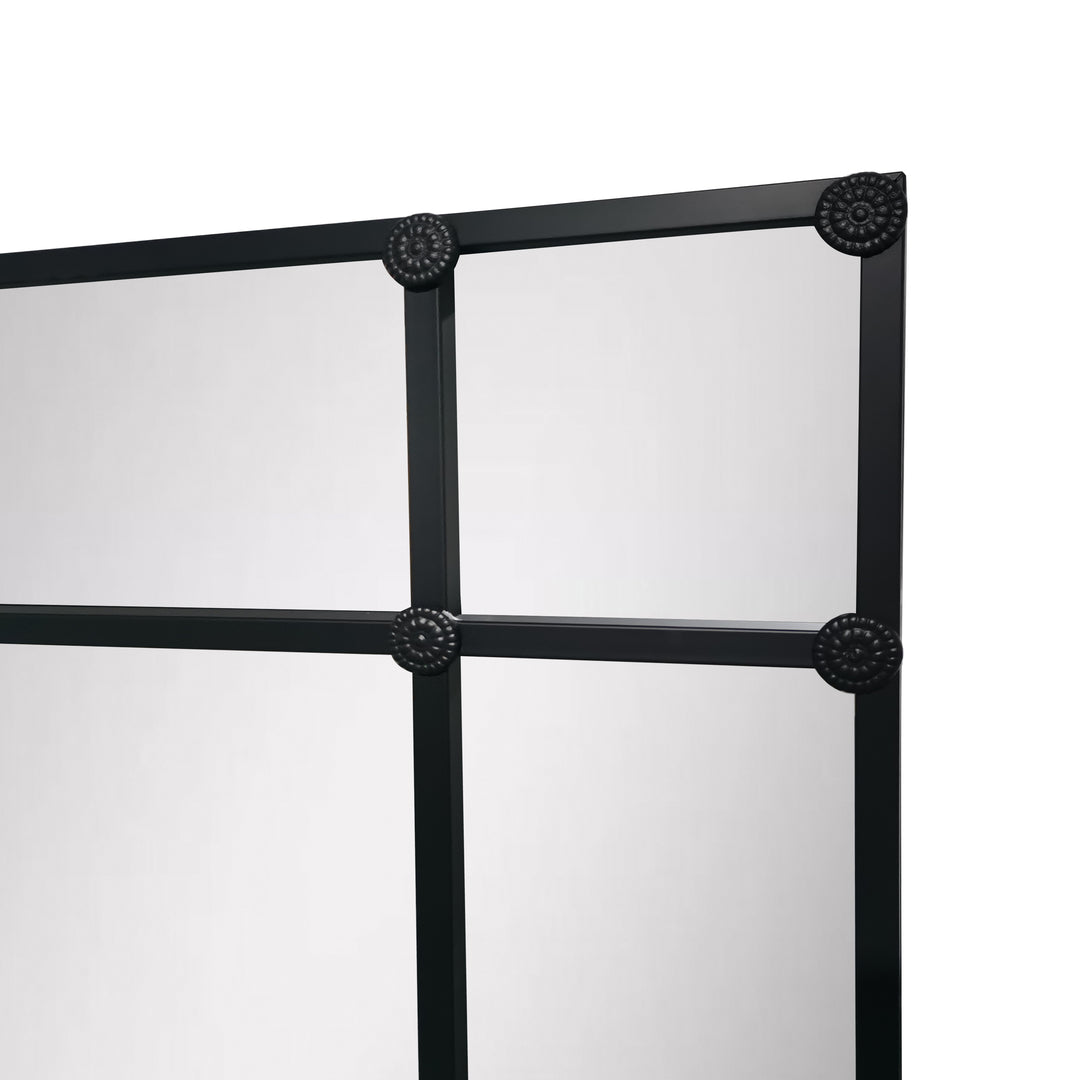 Crawford Rectangular 16 Pane Mirror Iron Frame Black 200cm x 160cm