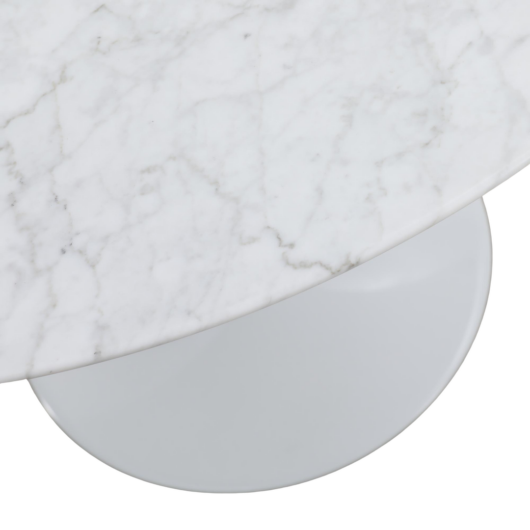 Aurora Round Dining Table Marble White 100cm