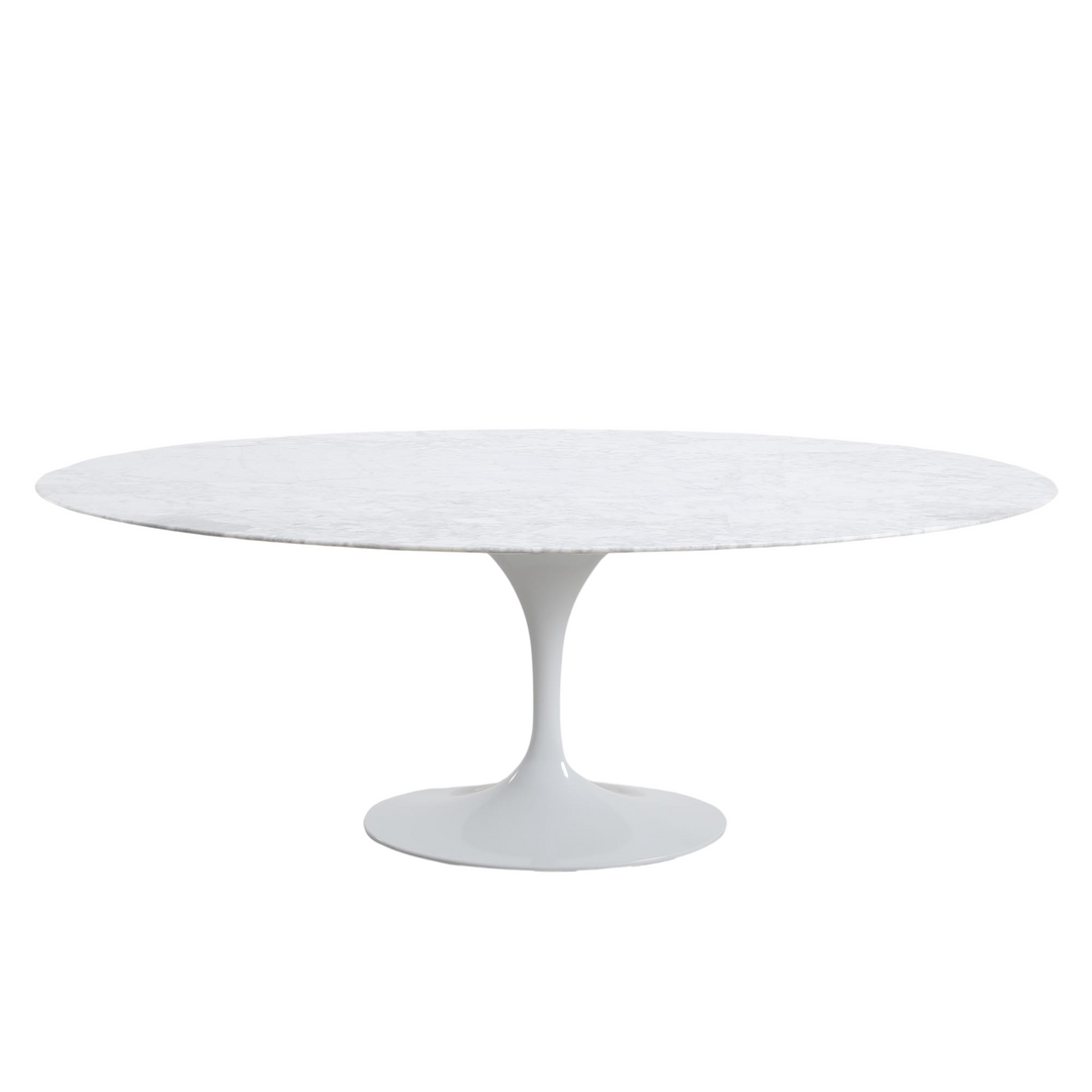 Aurora Oval Dining Table Marble White 200cm