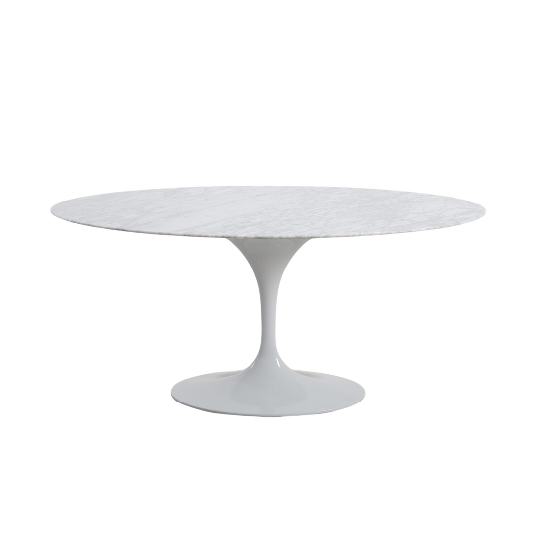 Aurora Oval Dining Table Marble White 160cm