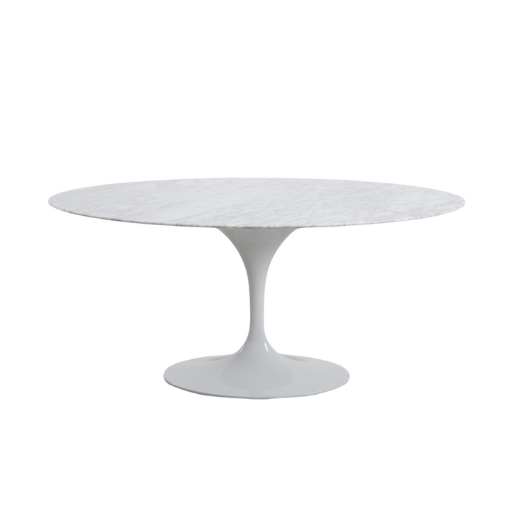 Aurora Oval Dining Table Marble White 160cm