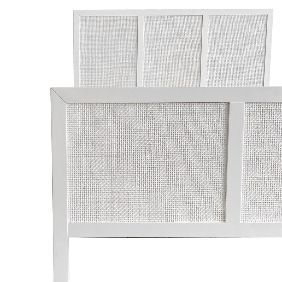 Santorini Hamptons Timber/Rattan Queen Bed White