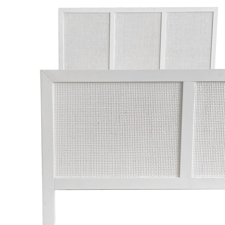 Santorini Hamptons Timber/Rattan Queen Bed White