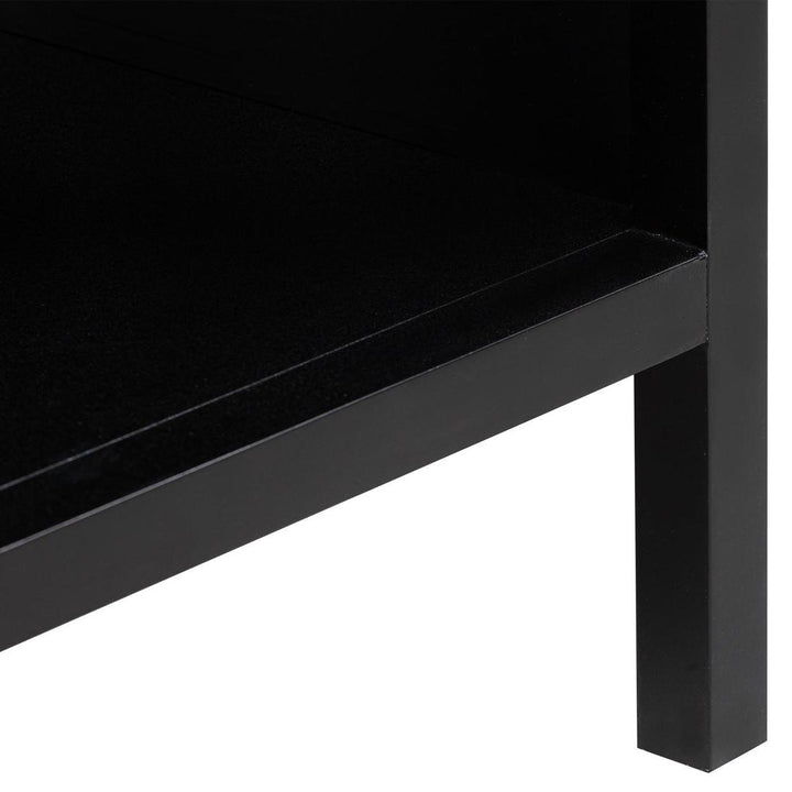 Santorini Hamptons Timber/Rattan Bedside Table Black