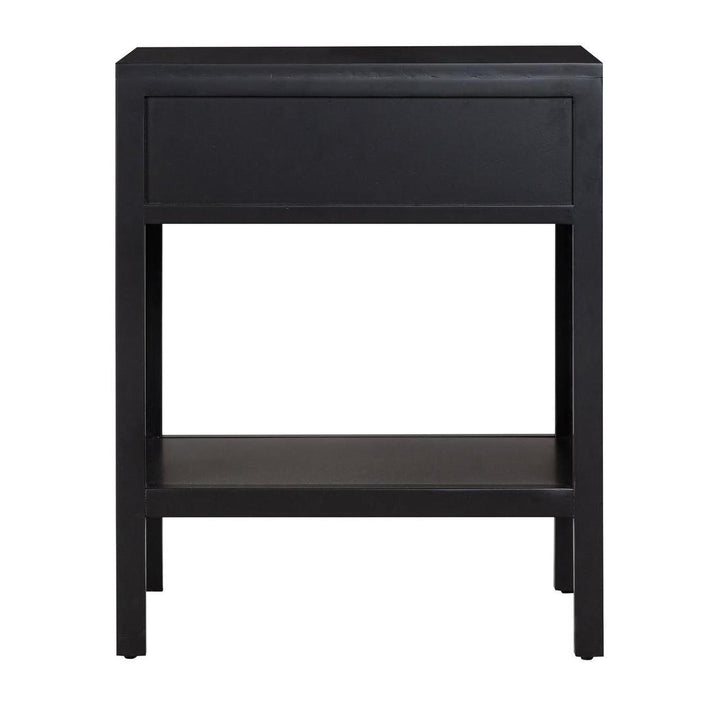 Santorini Hamptons Timber/Rattan Bedside Table Black