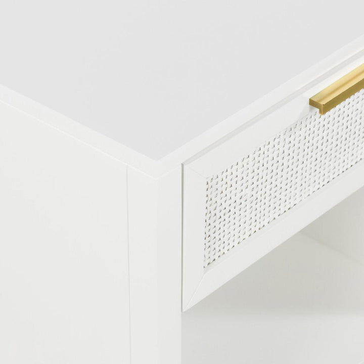 Santorini Hamptons Timber/Rattan Bedside Table White