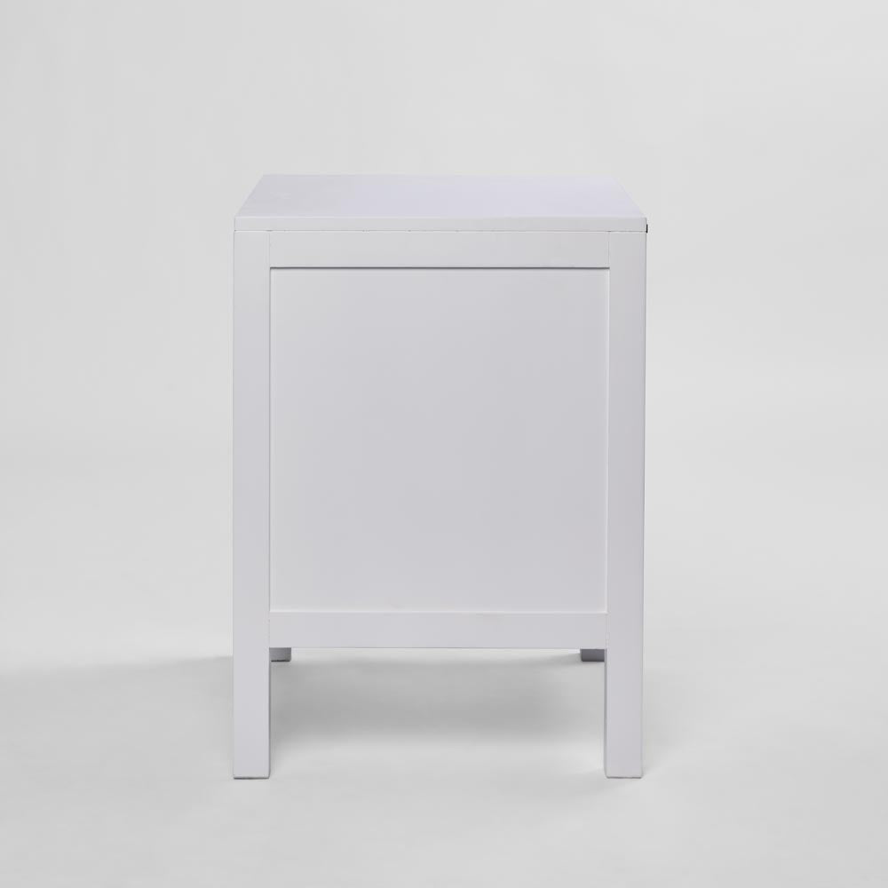 Santorini Hamptons Timber/Rattan Bedside Table White