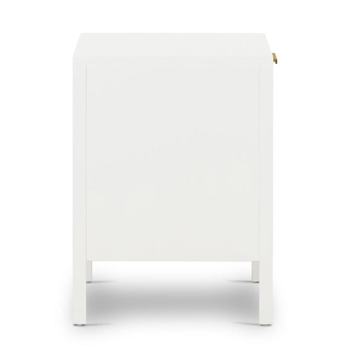 Santorini Hamptons Timber/Rattan Bedside Table White