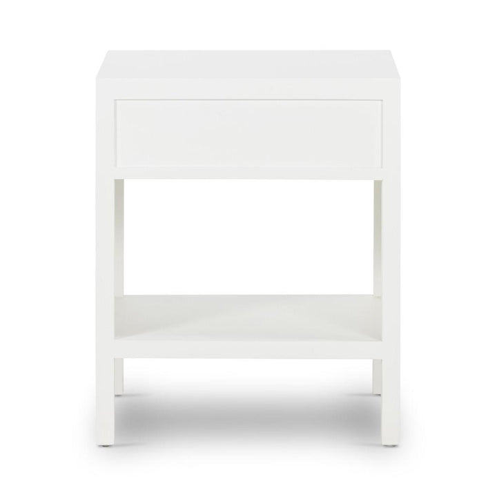 Santorini Hamptons Timber/Rattan Bedside Table White