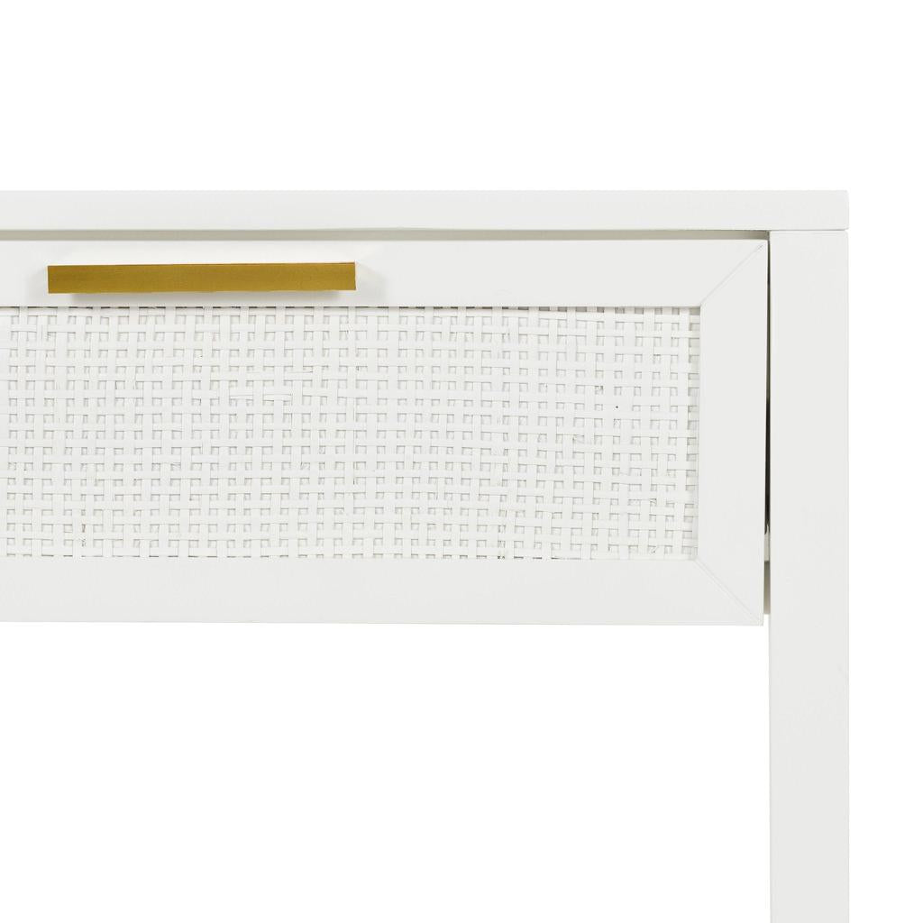 Santorini Hamptons Timber/Rattan Bedside Table White