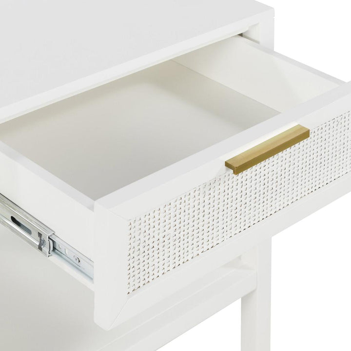 Santorini Hamptons Timber/Rattan Bedside Table White