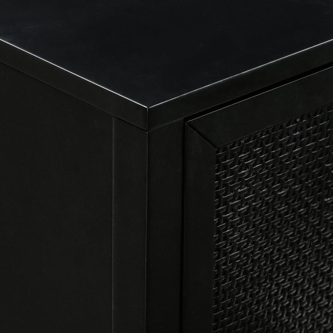 Santorini Hamptons 3 Drawer Timber/Rattan Dresser 100cm Black