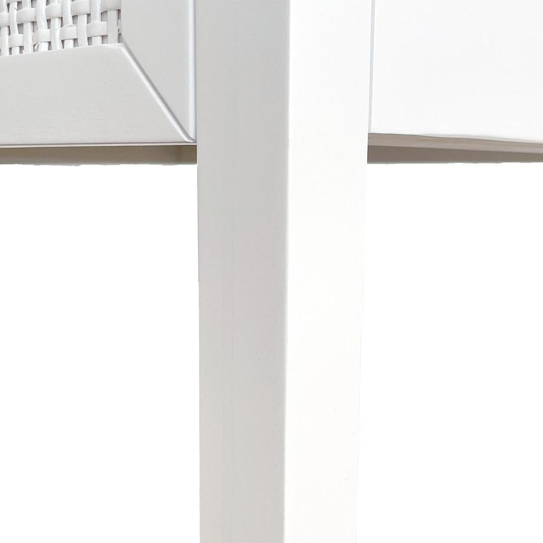 Santorini Hamptons 3 Drawer Timber/Rattan Dresser 100cm White
