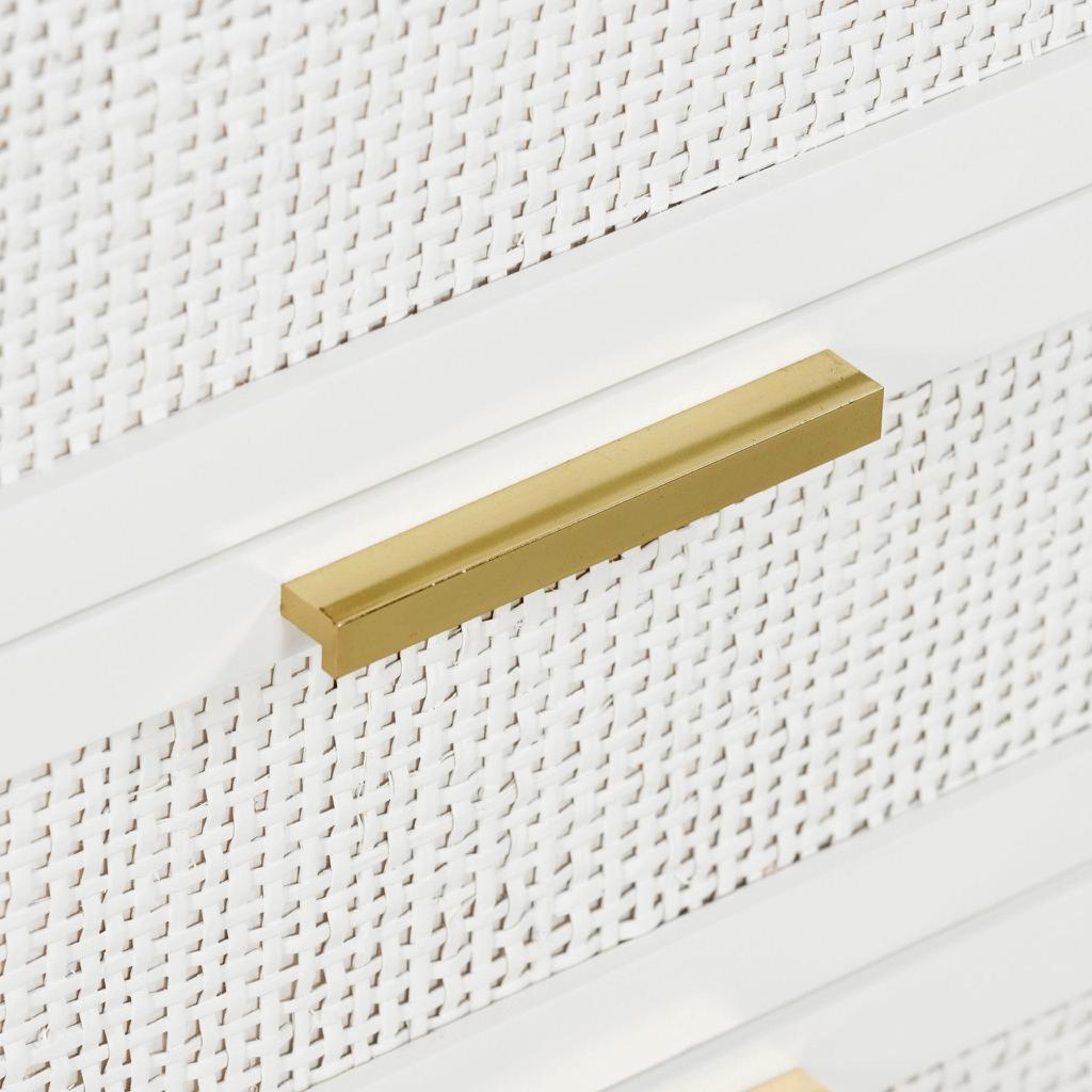 Santorini Hamptons 3 Drawer Timber/Rattan Dresser 100cm White