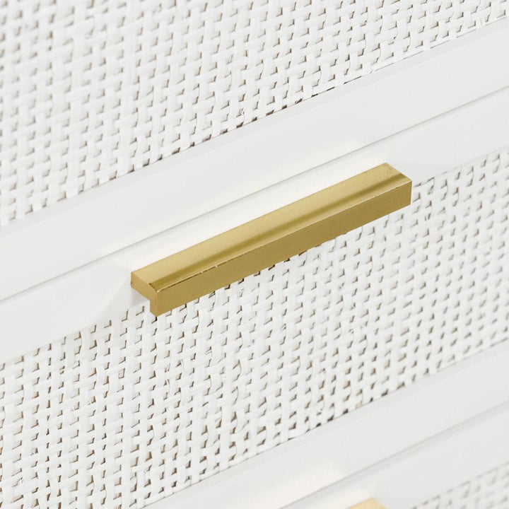 Santorini Hamptons 3 Drawer Timber/Rattan Dresser 100cm White