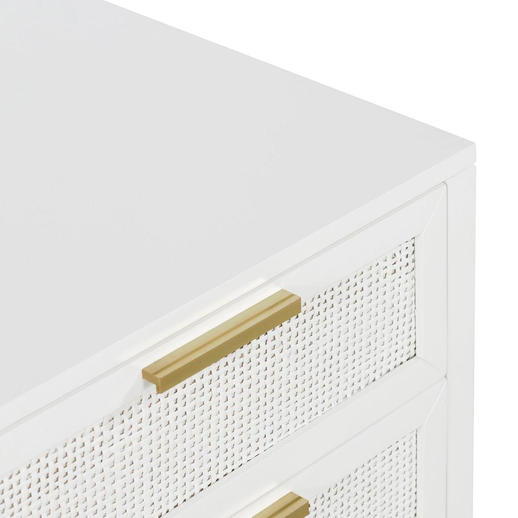 Santorini Hamptons 3 Drawer Timber/Rattan Dresser 100cm White