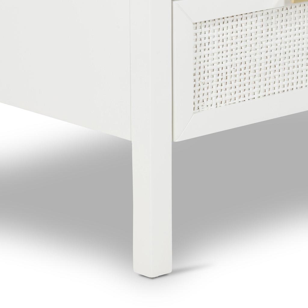 Santorini Hamptons 3 Drawer Timber/Rattan Dresser 100cm White