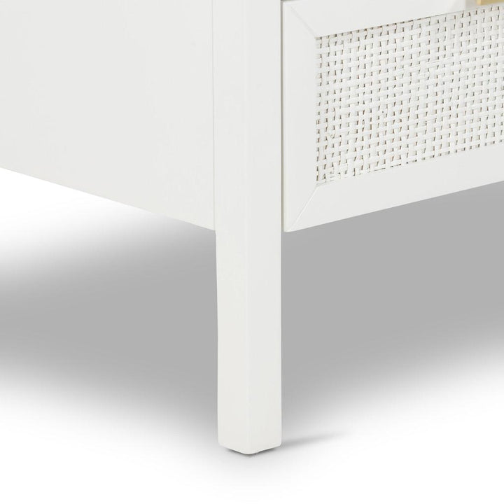 Santorini Hamptons 3 Drawer Timber/Rattan Dresser 100cm White