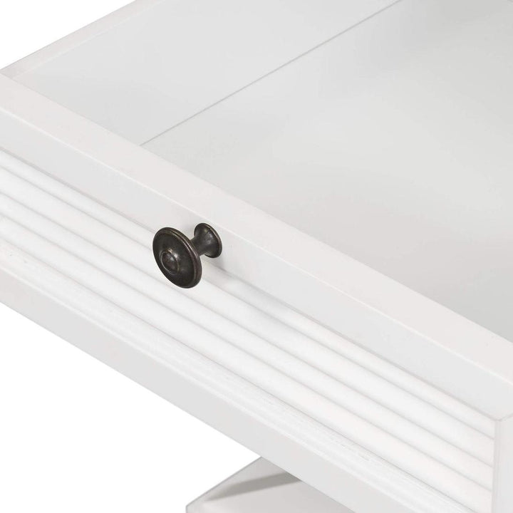 West Beach Cross Leg Hamptons BedSide Table W/Drawer White