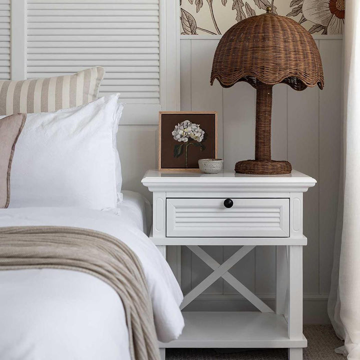 West Beach Hamptons Bedside Table W/Drawer White