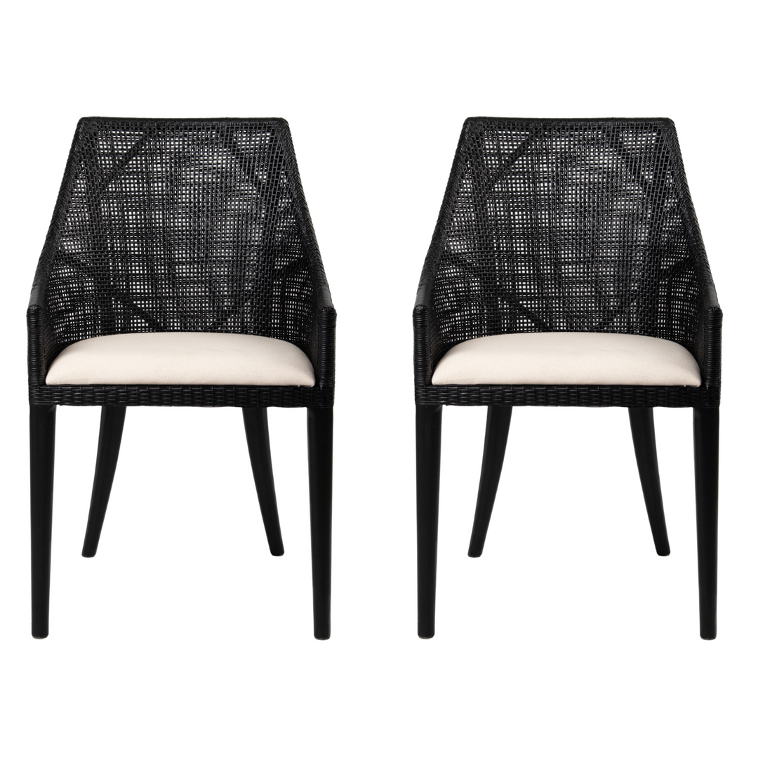 Charlotte Rattan Dining Chair Black