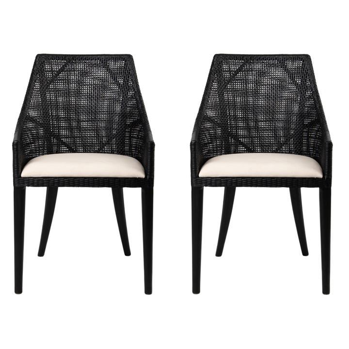 Charlotte Rattan Dining Chair Black