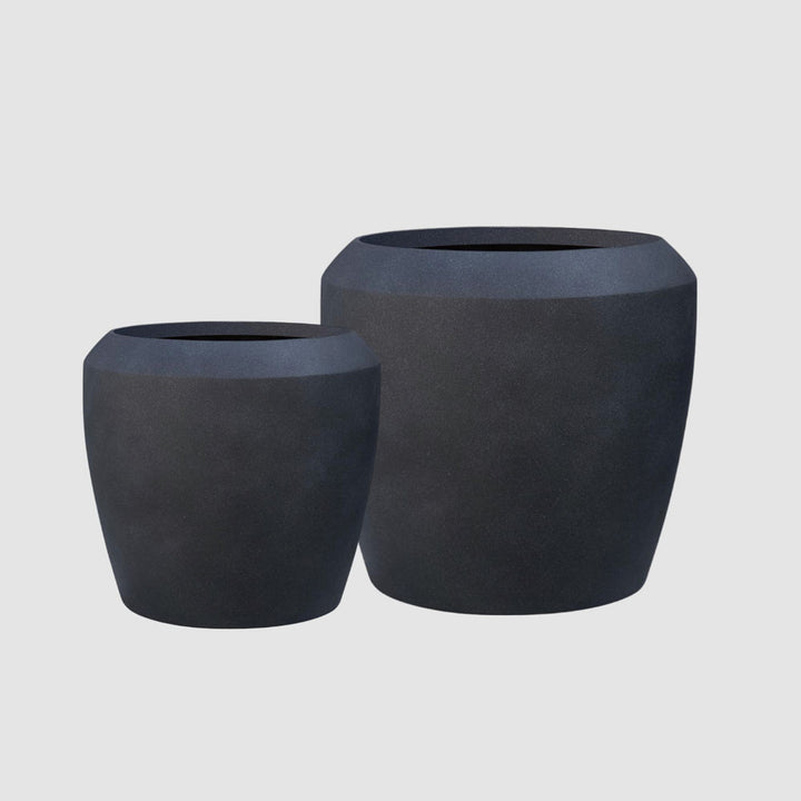 Pebble Set of 2 Planters Black
