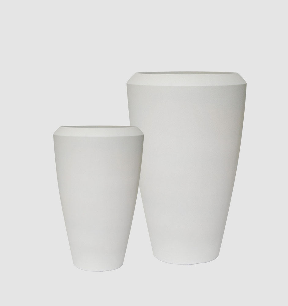 Pebble Set of 2 Tall Planters White