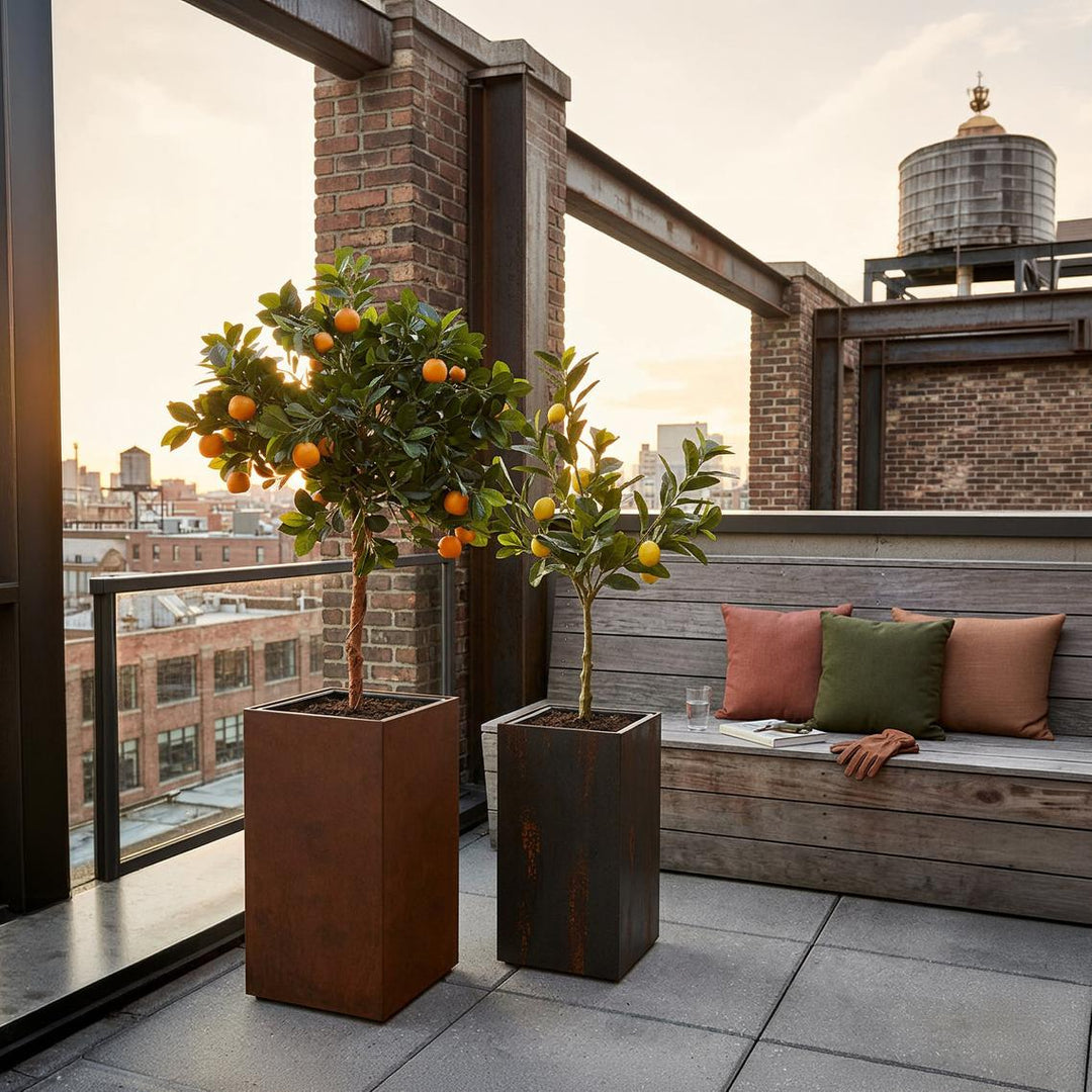 Odile Fiber Cement Planter with Wheels Charcoal