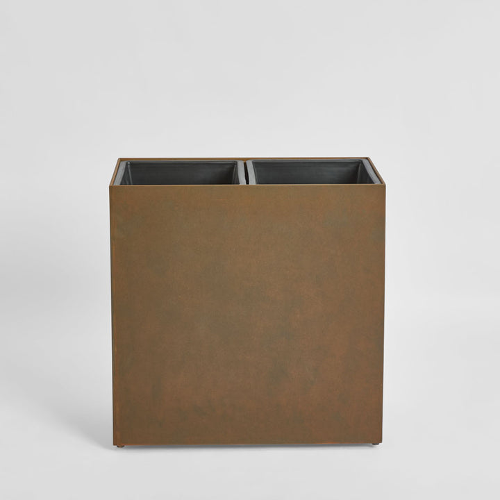 Odile Fiber Cement Dual Planter with Wheels Rust
