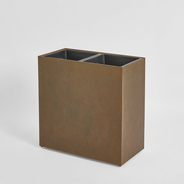 Odile Fiber Cement Dual Planter with Wheels Rust