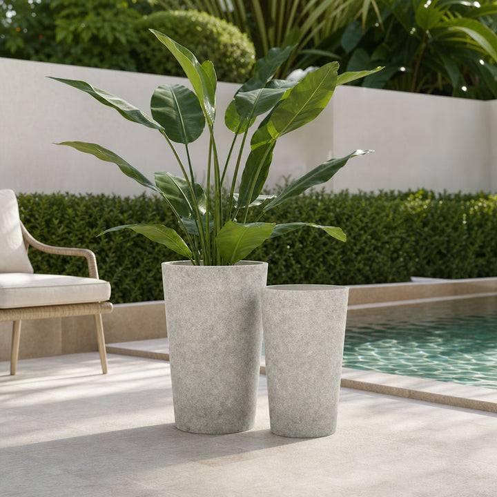 Ridge Set of 2 Tall Planters White