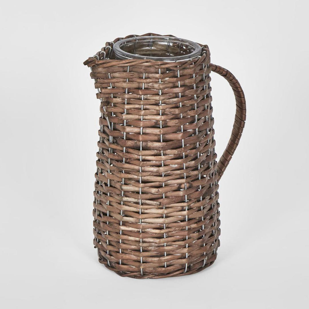 Rattan Jug With Glass Insert Small