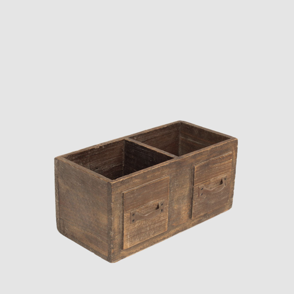 Serre Double Wooden Box Brown