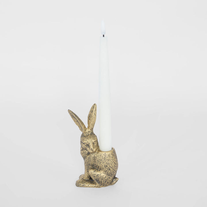 Heritage Sitting Hare Candle Holder Gold