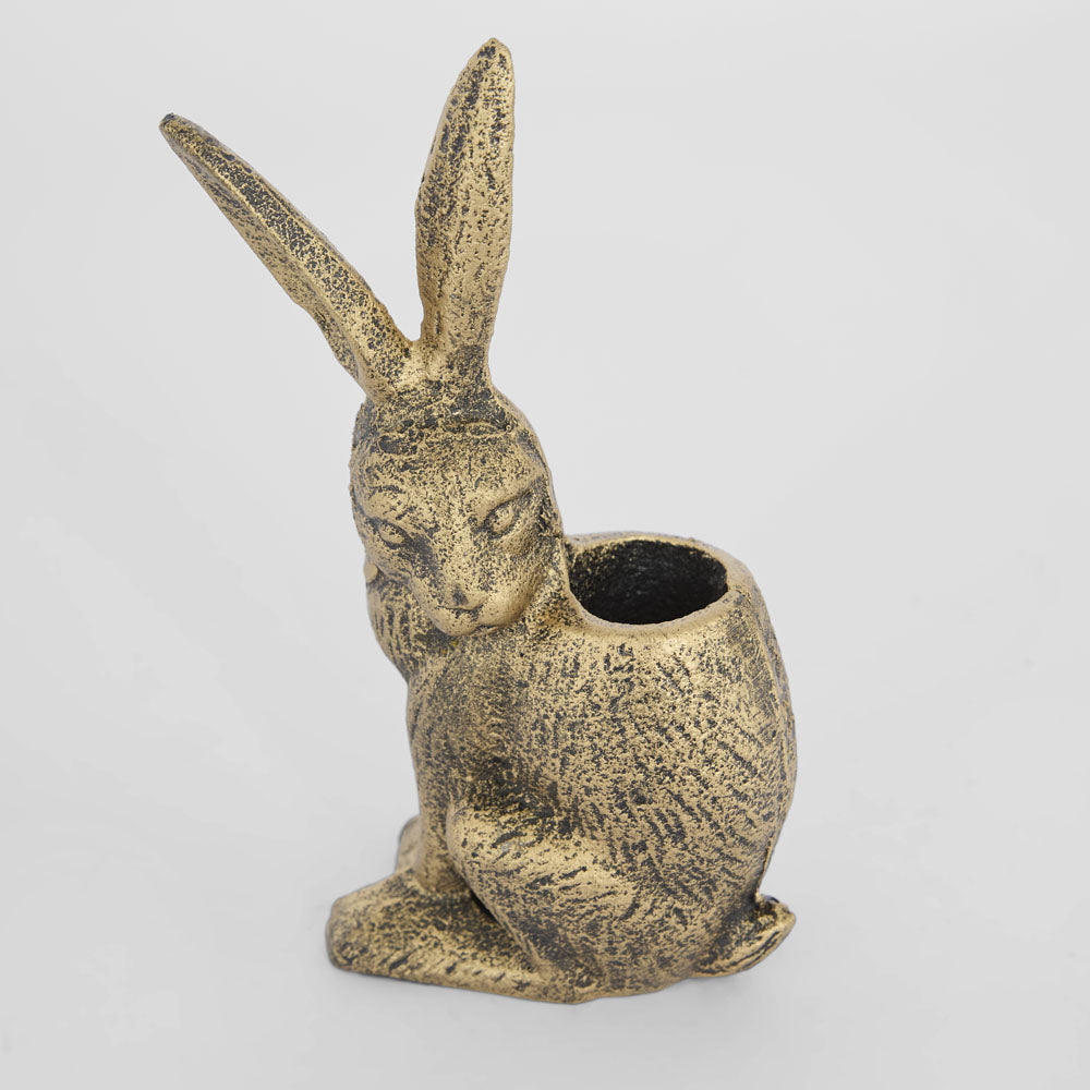 Heritage Sitting Hare Candle Holder Gold