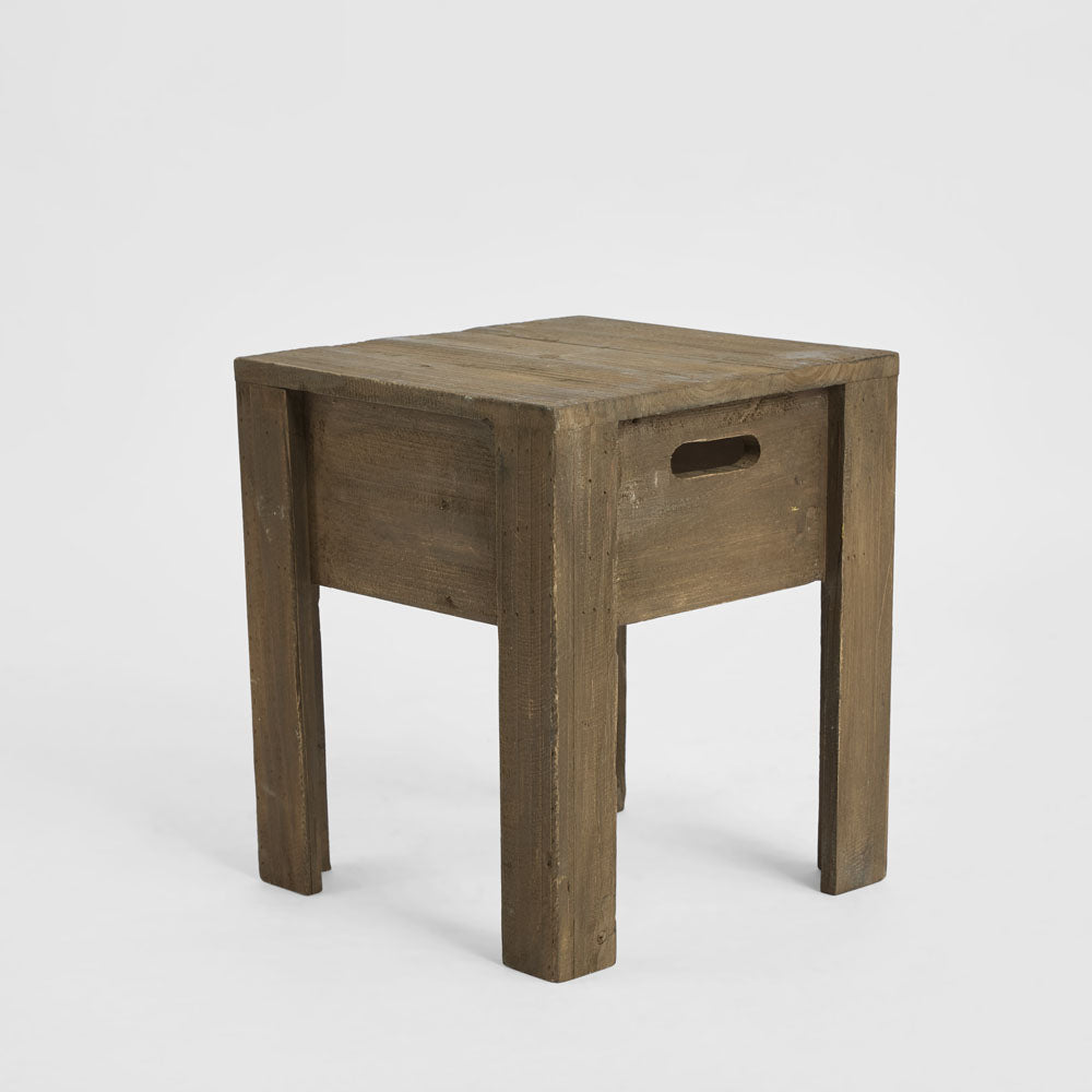 Arles Wooden Stool Brown