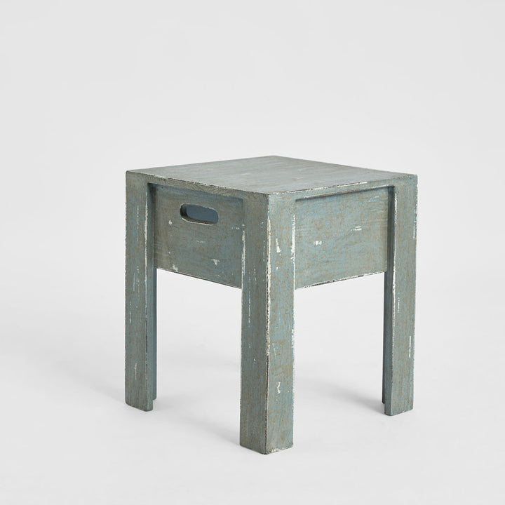 Arles Wooden Stool Light Blue