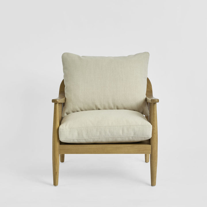Luberon Armchair Oak & Rattan W/Linen Blend Cushions