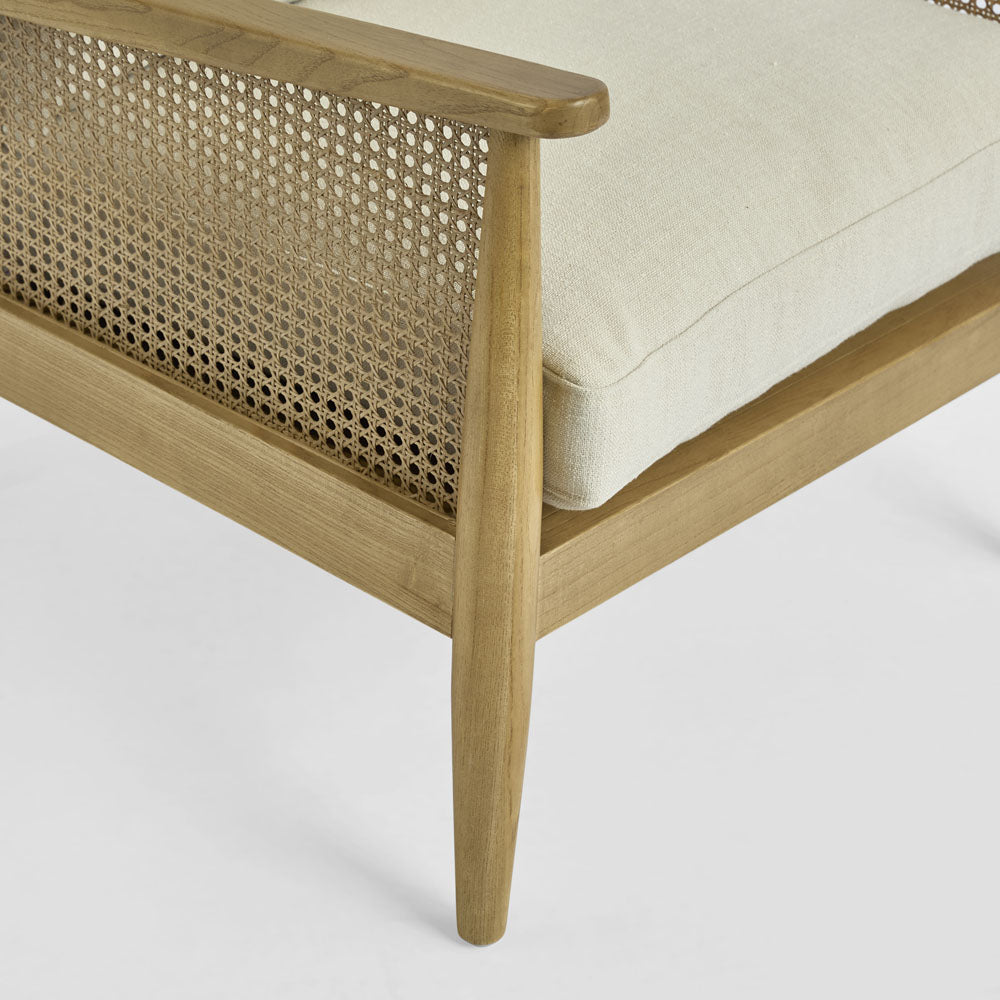 Luberon Armchair Oak & Rattan W/Linen Blend Cushions