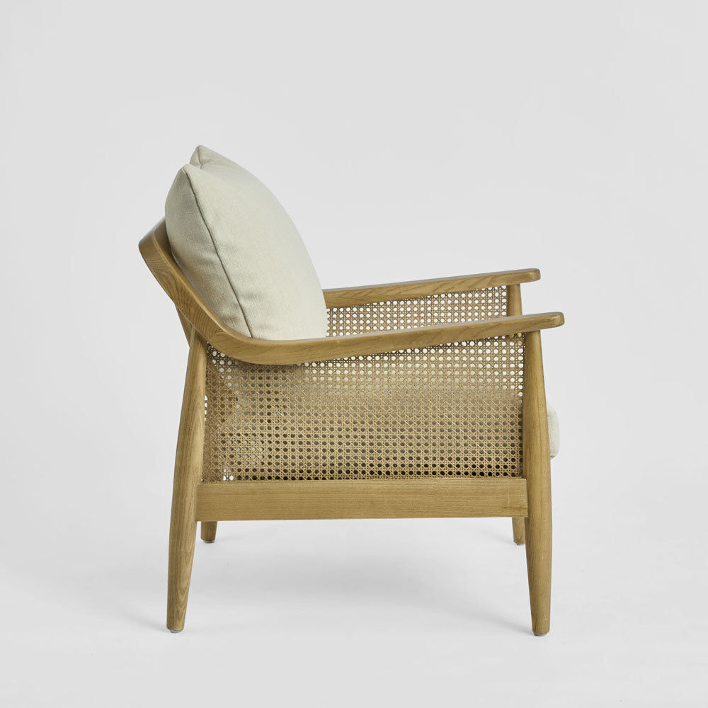 Luberon Armchair Oak & Rattan W/Linen Blend Cushions