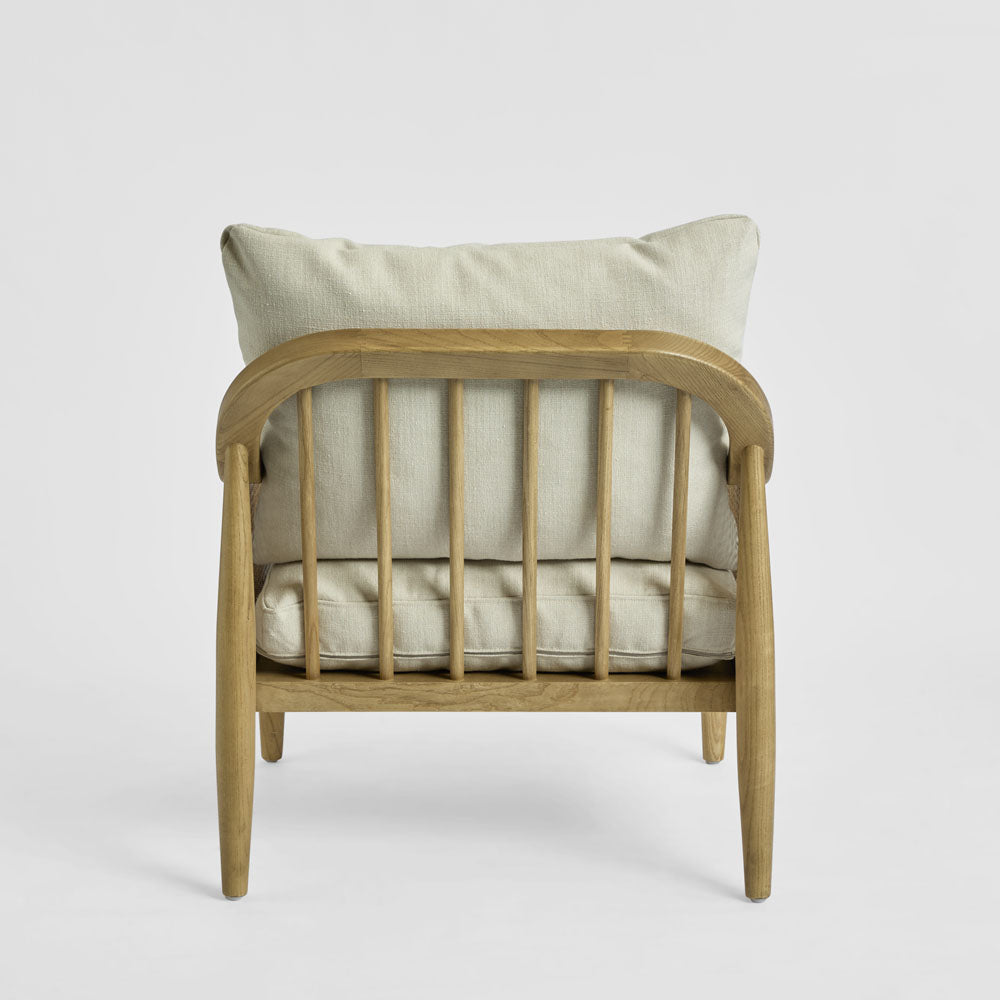 Luberon Armchair Oak & Rattan W/Linen Blend Cushions